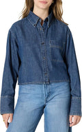 Women's Modern Oversized Short Denim Shirt with Buttons